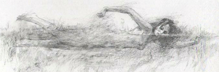 JAWS Swimmer Sketch by Roger Kastel